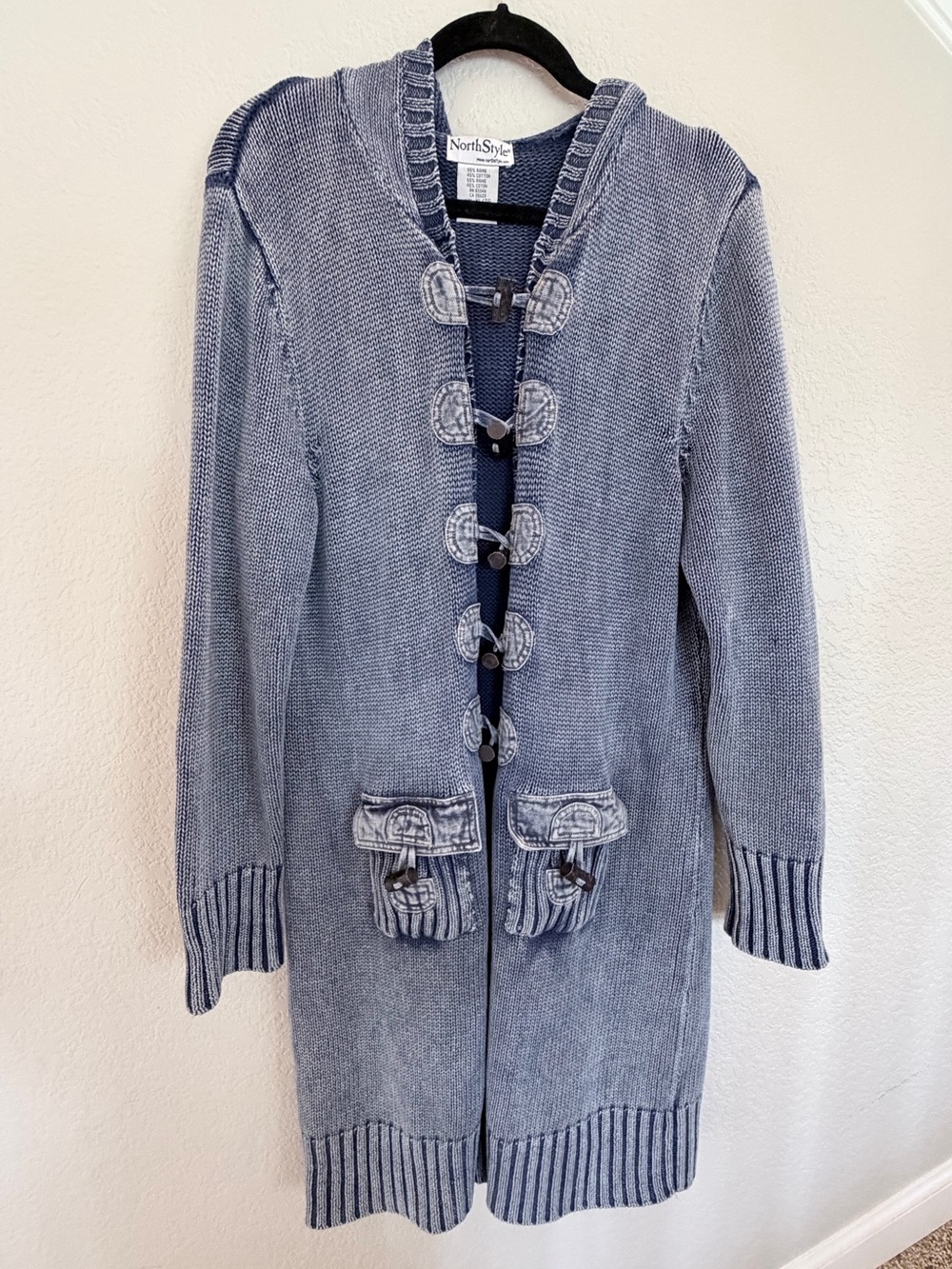 NorthStyle Acid Wash Long Cardigan Sweater | Size XL